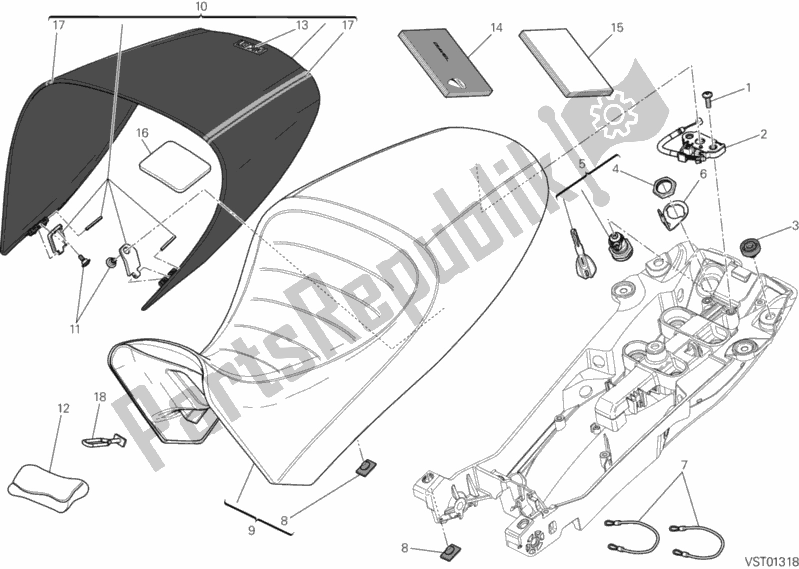 All parts for the Seat of the Ducati Diavel Cromo Brasil 1200 2013